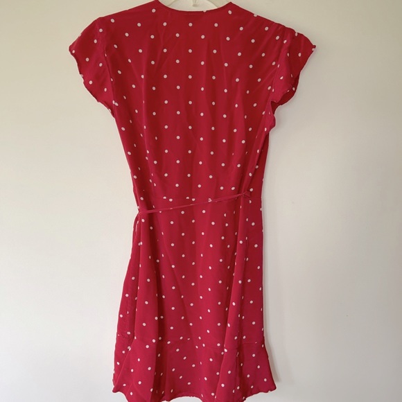 Rails wrap style, deep pink, silk polka dot dress, size small, EUC - Picture 2 of 4
